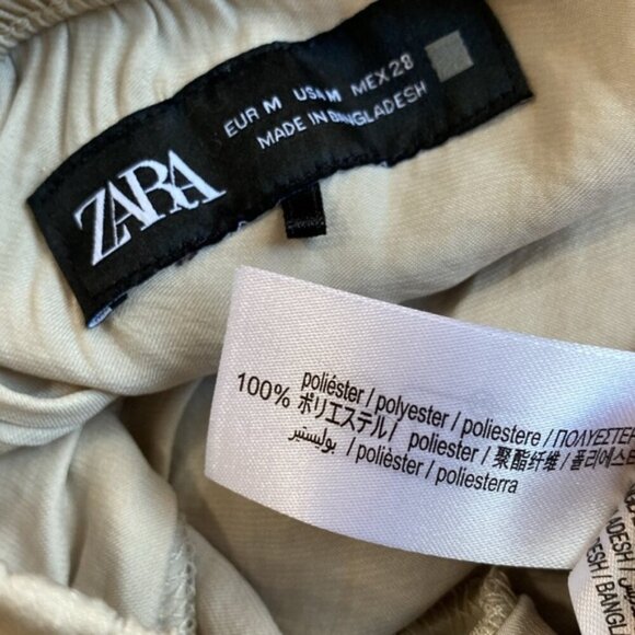 Zara Wide Leg Pants Flowy Palazzo Tan Pants Size Medium Large - Picture 12 of 13